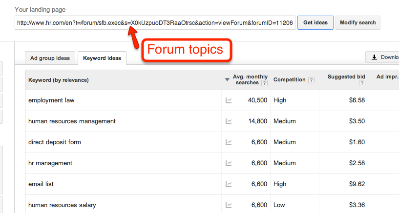 forums in kw planner