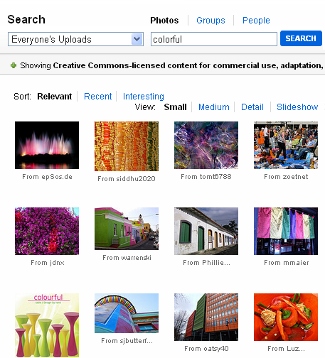 Screenshot with the Flickr platform.
