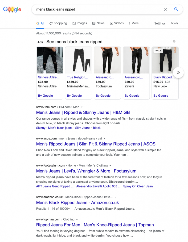 long-tail-keywords-mens-black-jeans-serp