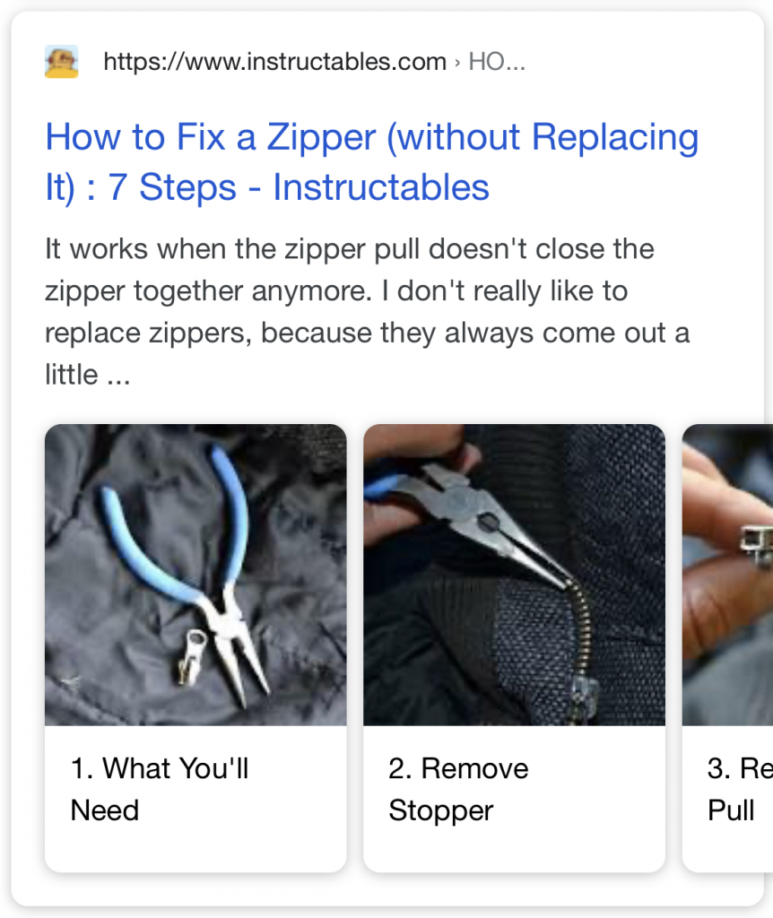 google search results, how to fix a zipper. 